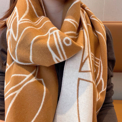 CASAQUE ENTRELACS EQUESTRES 190 CM SCARF IN COPPER BROWN CASHMERE