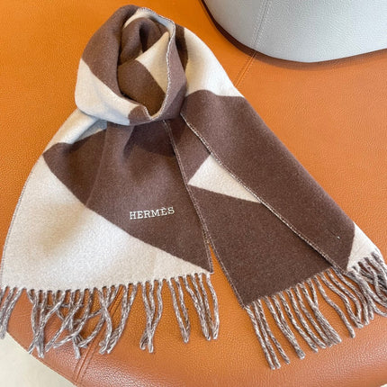 SCARF 150 CM IN CHOCOLATE BROWN MIX WHITE CASHMERE