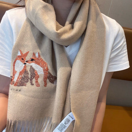 BOX WOOL CASHMERE SCARF 180 CM TAN BEIGE 394451