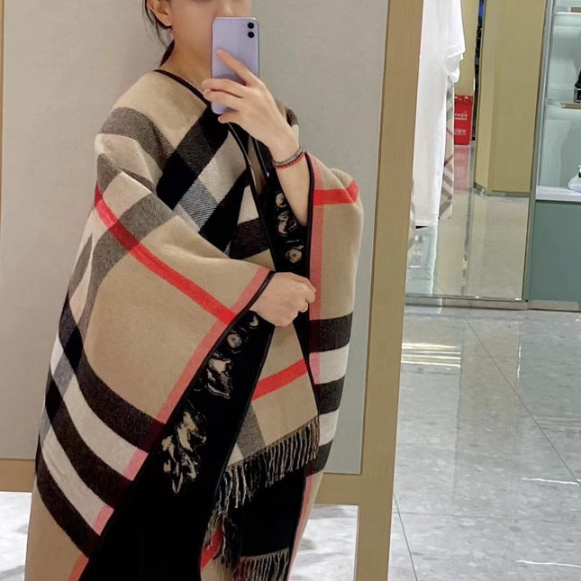 EQUESTRIAN KNIGHT WOOL CAPE 140 CM BEIGE MIX BLACK 403739