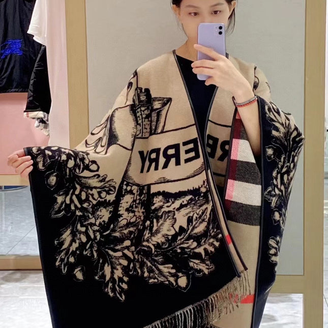 EQUESTRIAN KNIGHT WOOL CAPE 140 CM BEIGE MIX BLACK 403739