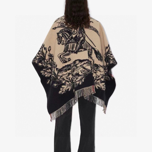 EQUESTRIAN KNIGHT WOOL CAPE 140 CM BEIGE MIX BLACK 403739