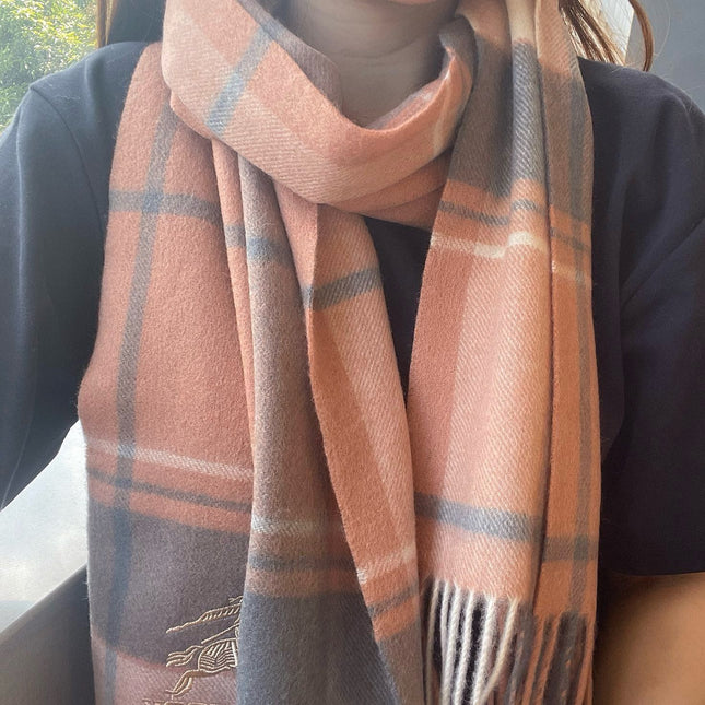 SCARF 180 CM IN CORAL ORANGE MIX BLACK WOOL 408569