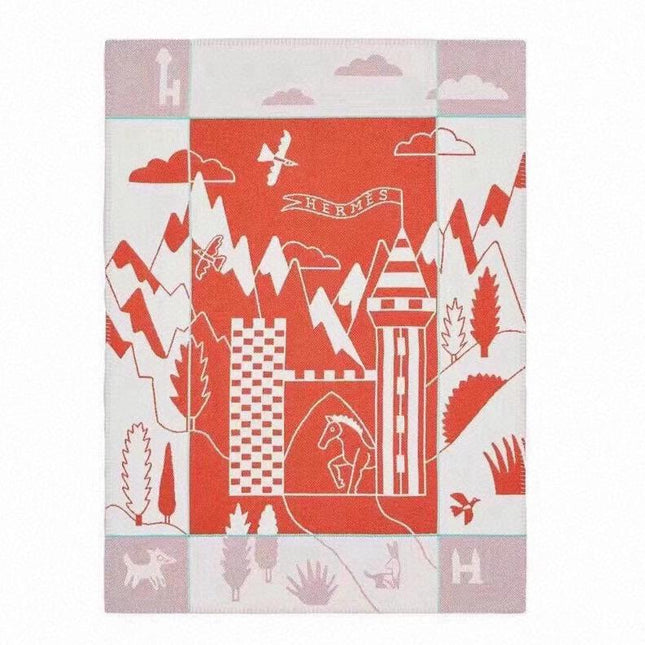 AVALON EPOPEE BLANKET 140 CM IN SPANISH ORANGE WOOL AND CASHMERE 415187