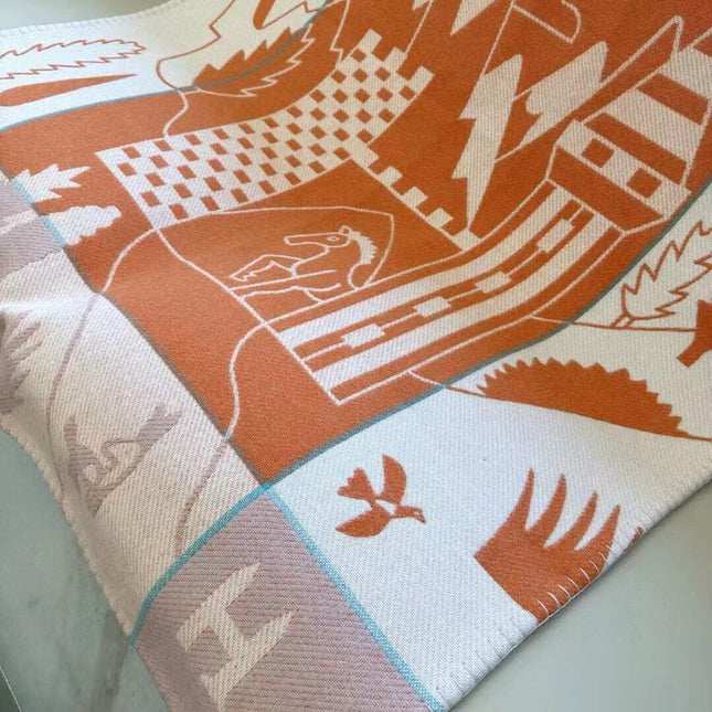 AVALON EPOPEE BLANKET 140 CM IN SPANISH ORANGE WOOL AND CASHMERE 415187