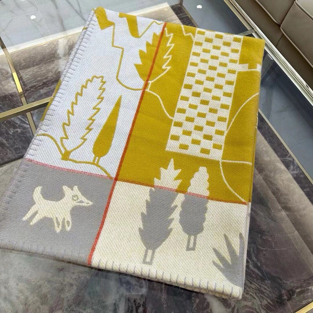 AVALON EPOPEE BLANKET 140 CM IN HONEY YELLOW WOOL AND CASHMERE 415189