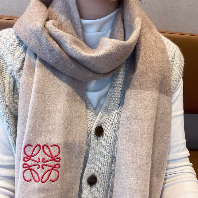 SCARF 180 CM IN LIGHT BROWN WOOL AND CASHMERE  415205