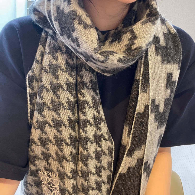 SCARF 190 CM IN BLACK MIX WHITE CASHMERE 415206