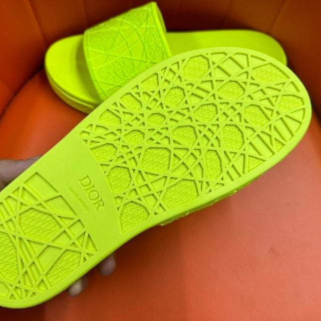 CD AQUA EMBROIDED SANDAL CHARTREUSE FABRIC