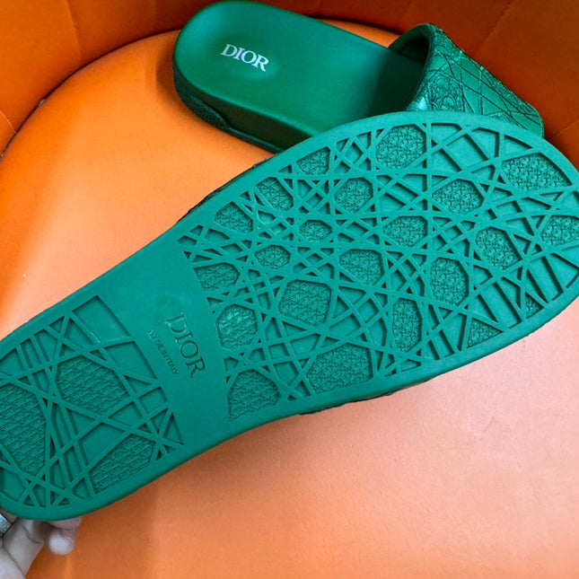CD AQUA EMBROIDED SANDAL SEA GREEN FABRIC