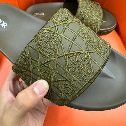 CD AQUA EMBROIDED SANDAL OLIVE FABRIC