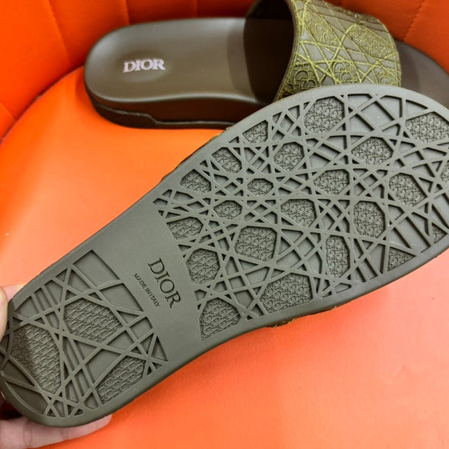 CD AQUA EMBROIDED SANDAL OLIVE FABRIC