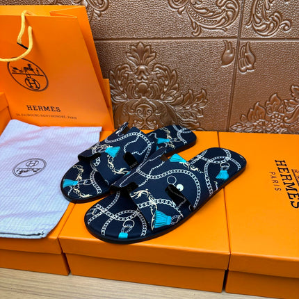 HM IZMIR SANDAL DENIM COLOR SUEDE WITH CHAIN MOTIF