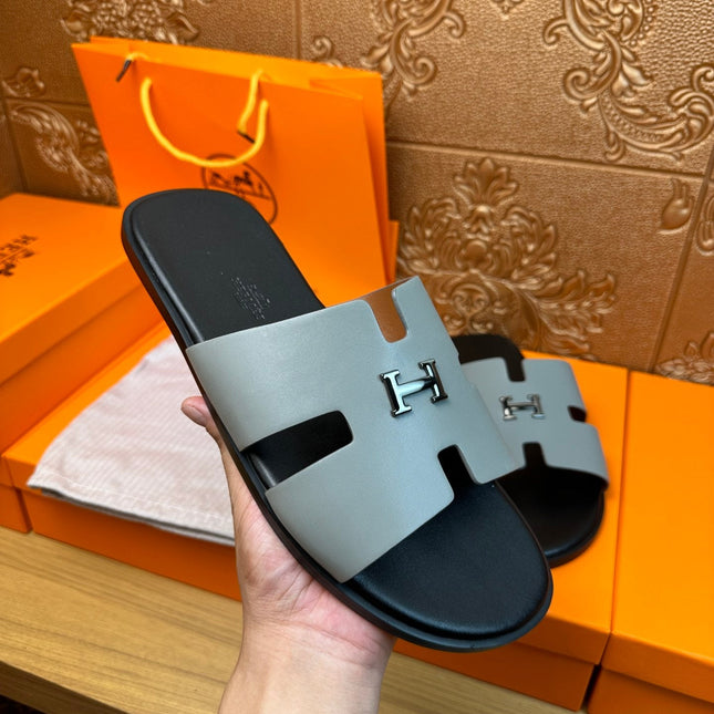 HM IZMIR H-BUCKLE SANDAL STONE CALFSKIN