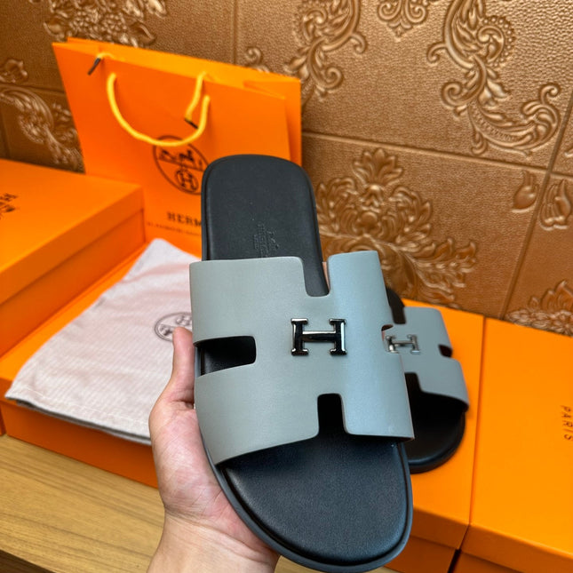 HM IZMIR H-BUCKLE SANDAL STONE CALFSKIN