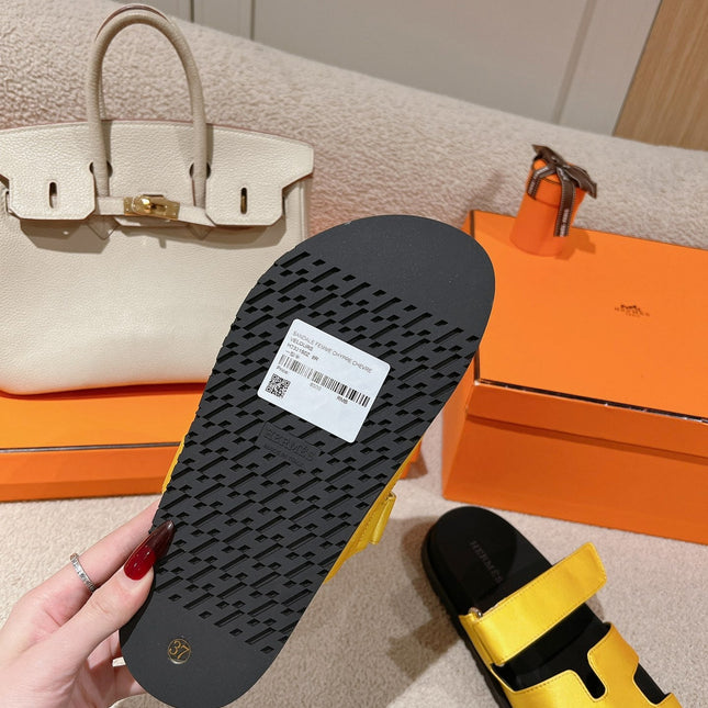 CHYPRE SANDAL BLACK MIX BRIGHT YELLOW CALFSKIN