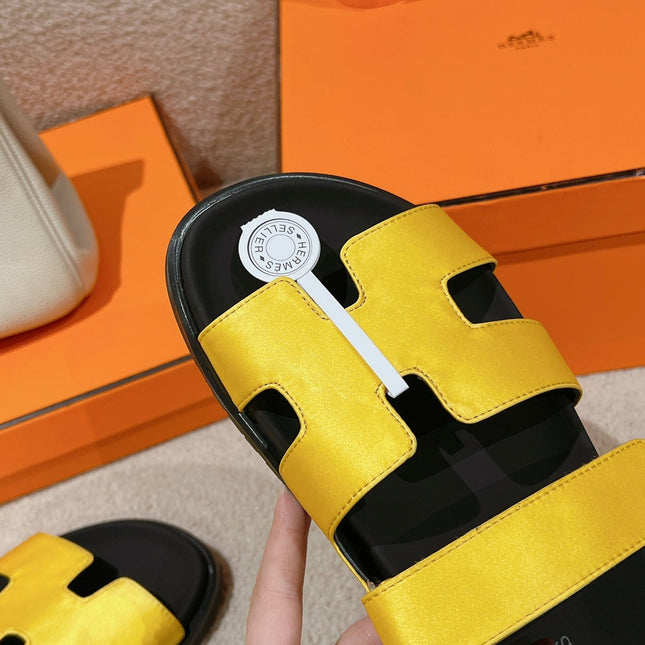 CHYPRE SANDAL BLACK MIX BRIGHT YELLOW CALFSKIN