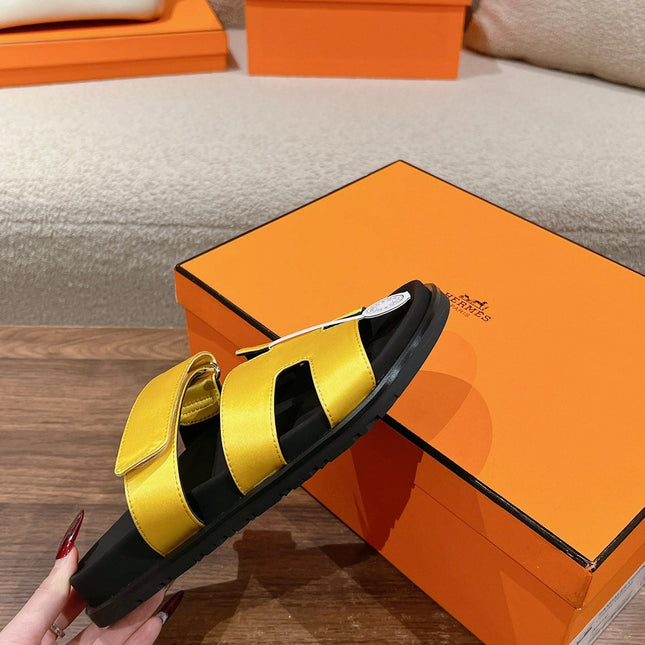 CHYPRE SANDAL BLACK MIX BRIGHT YELLOW CALFSKIN