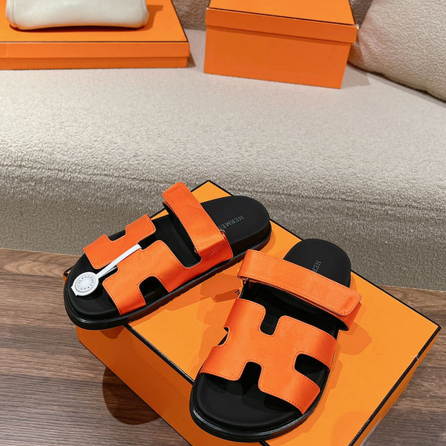 CHYPRE SANDAL BLACK MIX DARK ORANGE CALFSKIN