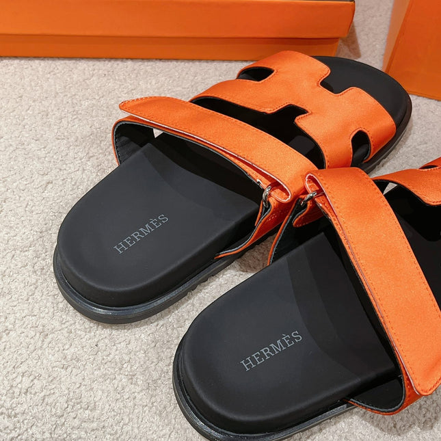CHYPRE SANDAL BLACK MIX DARK ORANGE CALFSKIN