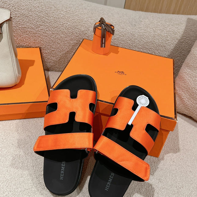 CHYPRE SANDAL BLACK MIX DARK ORANGE CALFSKIN