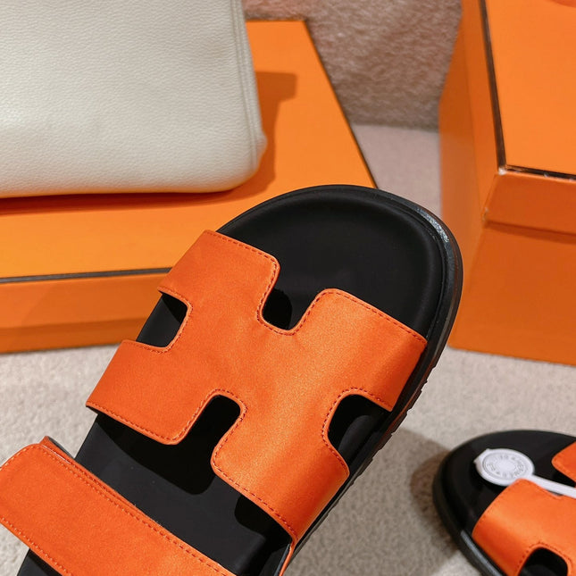 CHYPRE SANDAL BLACK MIX DARK ORANGE CALFSKIN