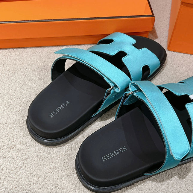 CHYPRE SANDAL BLACK MIX SKY CALFSKIN