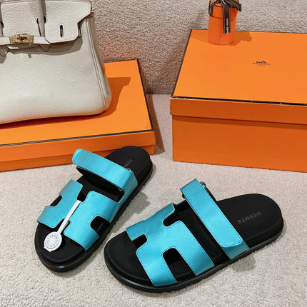 CHYPRE SANDAL BLACK MIX SKY CALFSKIN