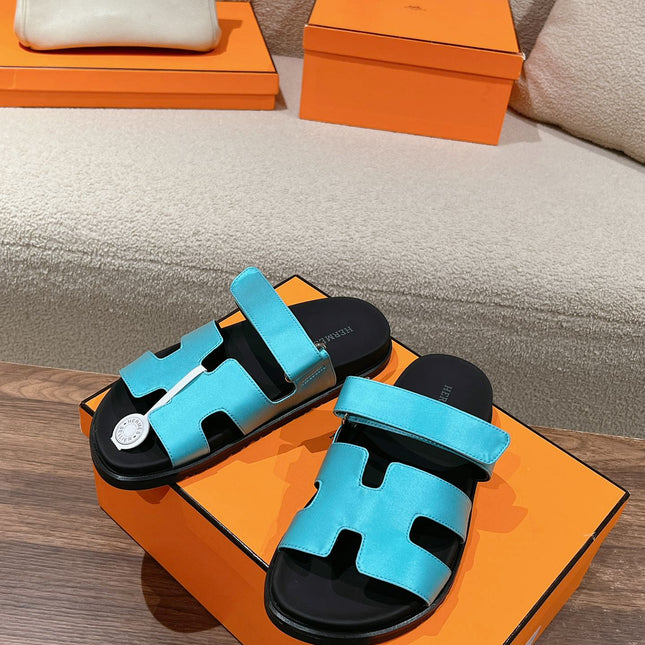 CHYPRE SANDAL BLACK MIX SKY CALFSKIN