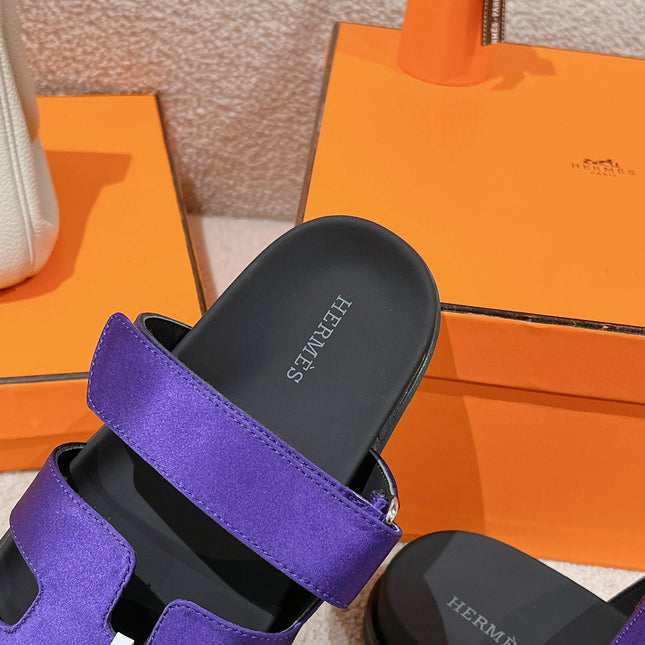 CHYPRE SANDAL BLACK MIX IMPERIAL BLUE CALFSKIN