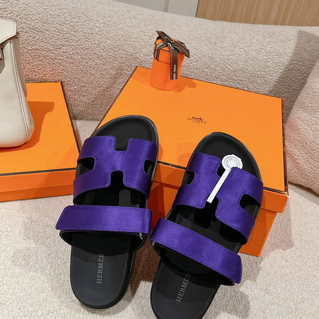 CHYPRE SANDAL BLACK MIX IMPERIAL BLUE CALFSKIN