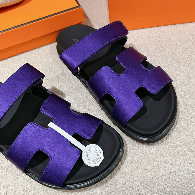 CHYPRE SANDAL BLACK MIX IMPERIAL BLUE CALFSKIN