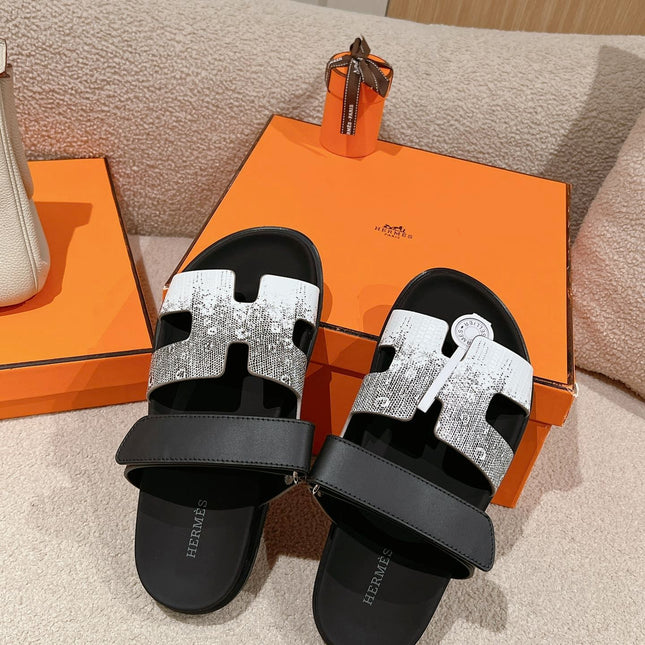 CHYPRE SANDAL OMBRE BLACK WHITE CALFSKIN
