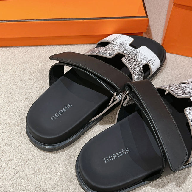 CHYPRE SANDAL OMBRE BLACK WHITE CALFSKIN