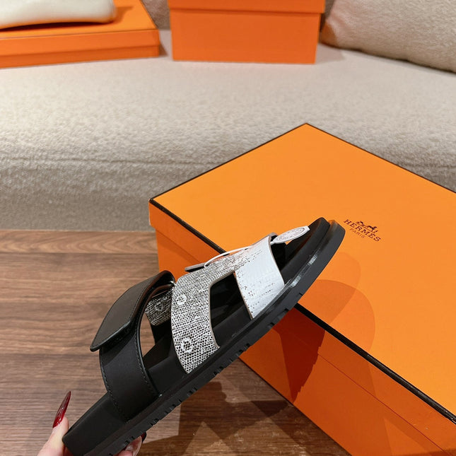 CHYPRE SANDAL OMBRE BLACK WHITE CALFSKIN