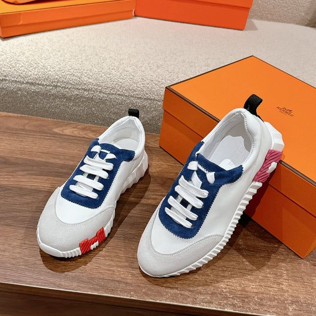 MAINLAND SNEAKER IN PALE GRAY MIX NAVY BLUE SUEDE AND WHITE CALFSKIN