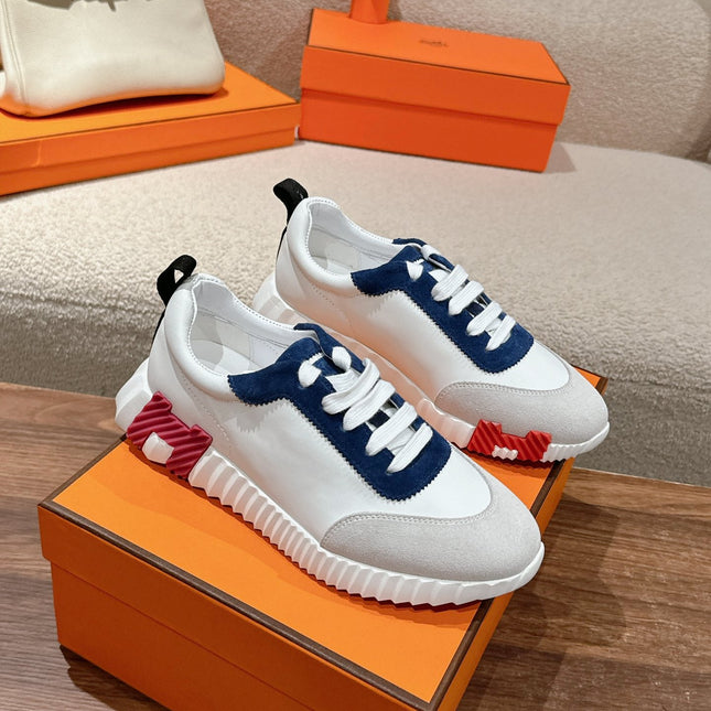 MAINLAND SNEAKER IN PALE GRAY MIX NAVY BLUE SUEDE AND WHITE CALFSKIN