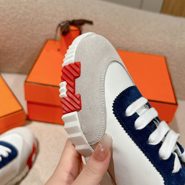 MAINLAND SNEAKER IN PALE GRAY MIX NAVY BLUE SUEDE AND WHITE CALFSKIN