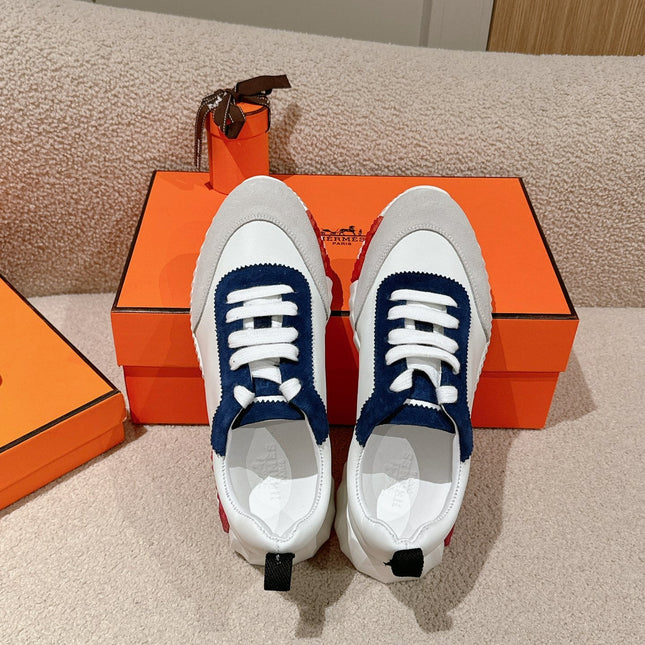 MAINLAND SNEAKER IN PALE GRAY MIX NAVY BLUE SUEDE AND WHITE CALFSKIN