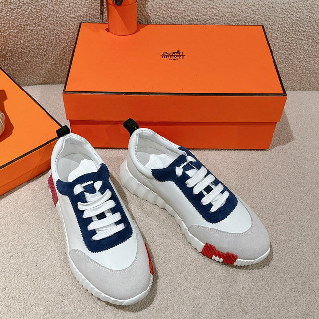 MAINLAND SNEAKER IN PALE GRAY MIX NAVY BLUE SUEDE AND WHITE CALFSKIN