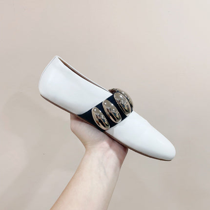 ALAIA TRIBALE BALLET FLATS IN WHITE LAMBSKIN