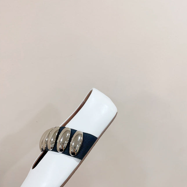 ALAIA TRIBALE BALLET FLATS IN WHITE LAMBSKIN