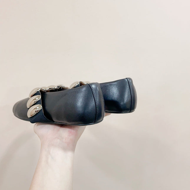 ALAIA TRIBALE BALLET FLATS IN BLACK LAMBSKIN