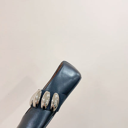 ALAIA TRIBALE BALLET FLATS IN BLACK LAMBSKIN
