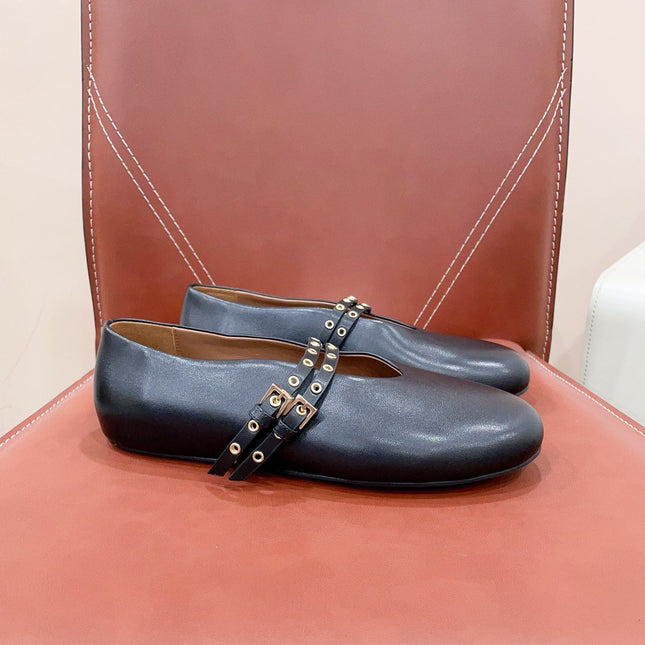 ALAIA MARY JANE SHOES IN BLACK LAMBSKIN WITH GOLD HARDWARE