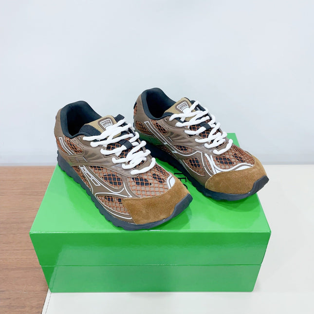 ORBIT SNEAKER IN CHOCOLATE BROWN SUEDE AND METALLIC MESH