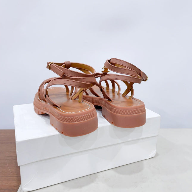 CLEA TRIOMPHE STRAPPY SANDAL IN BRONZE BROWN CALFSKIN