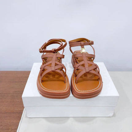 CLEA TRIOMPHE STRAPPY SANDAL IN BRONZE BROWN CALFSKIN