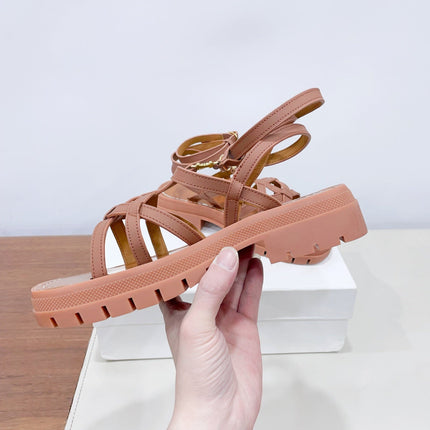 CLEA TRIOMPHE STRAPPY SANDAL IN BRONZE BROWN CALFSKIN