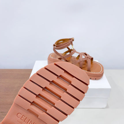 CLEA TRIOMPHE STRAPPY SANDAL IN BRONZE BROWN CALFSKIN
